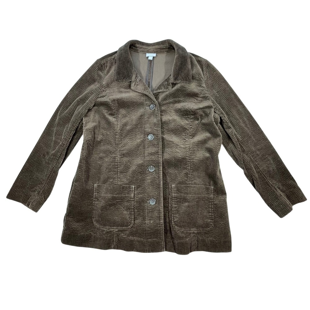J. Jill Brown Button Front Corduroy Blazer Jacket Women Size Medium Petite